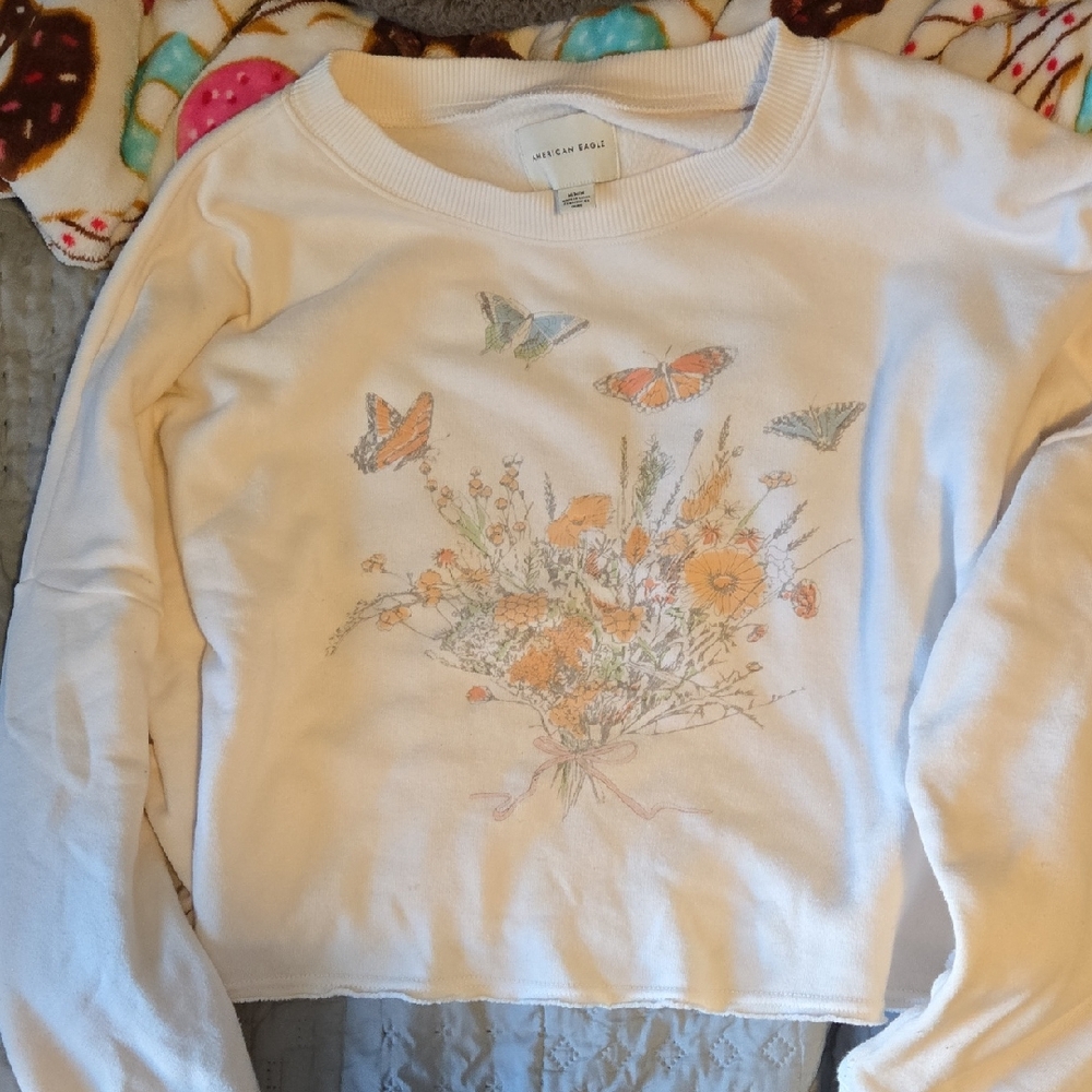 American Eagle Outfitters Cream Ribbed Sweater